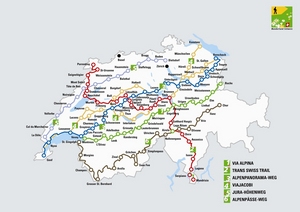 Карта - пешеходные туры в Швейцарии